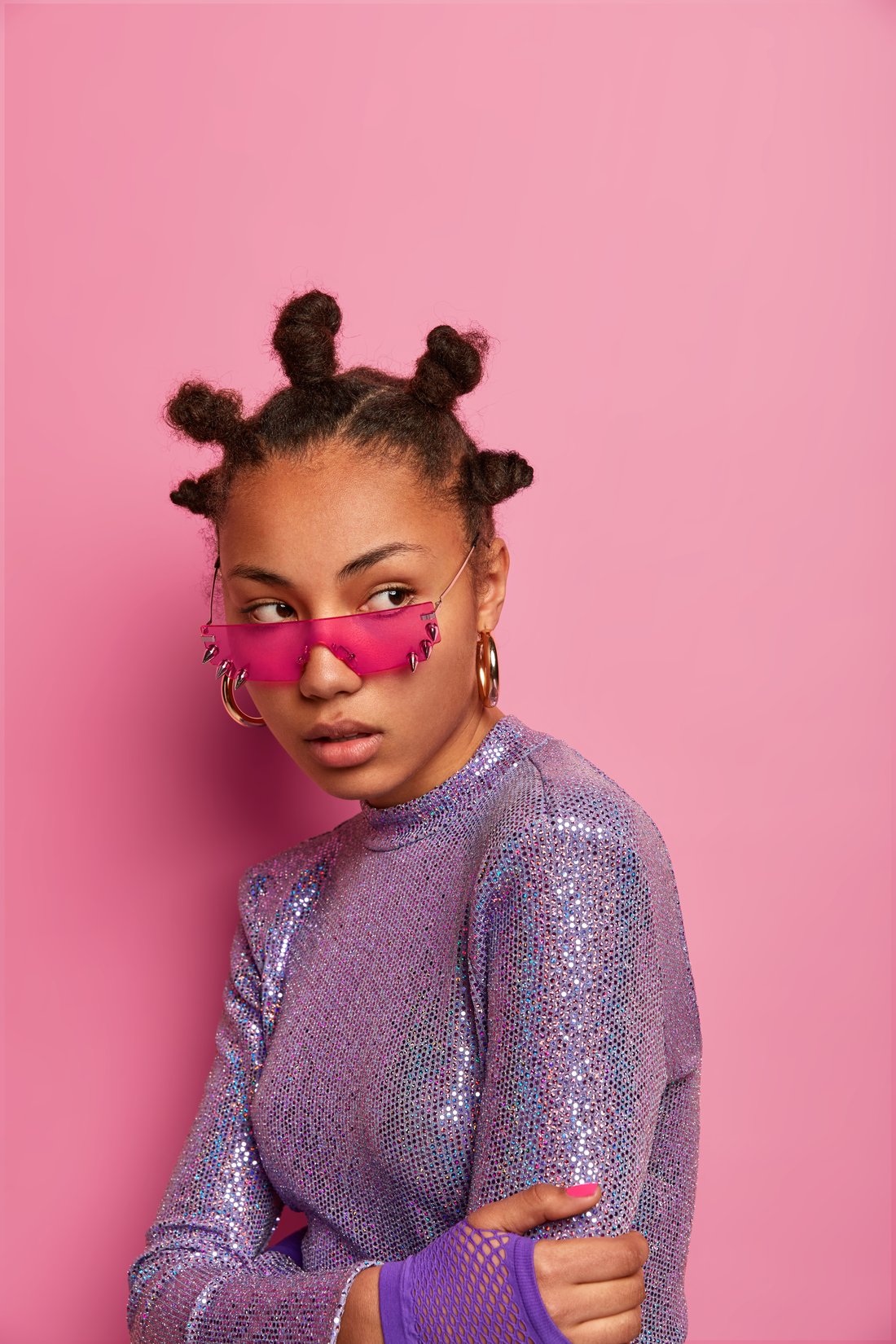 Woman with beautifully styled braided hair